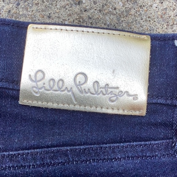 LILLY PULITZER DARK BLUE WASH SKINNY JEANS RAW HEM SIZE 2 - Picture 8 of 12
